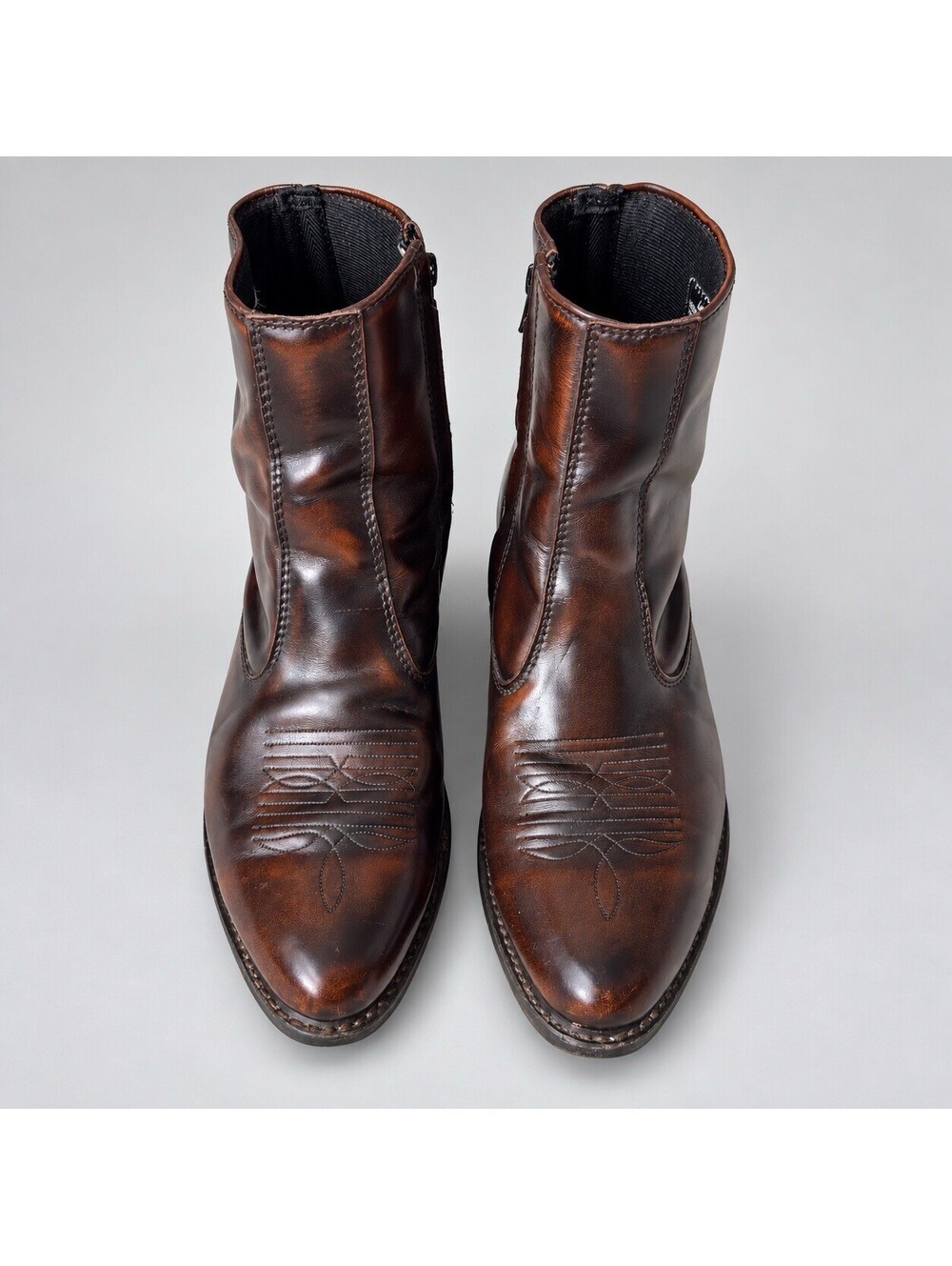 LAREDO (62004) Brown Long Haul Western Side-Zipper Round Toe Boots - Size 9 EW